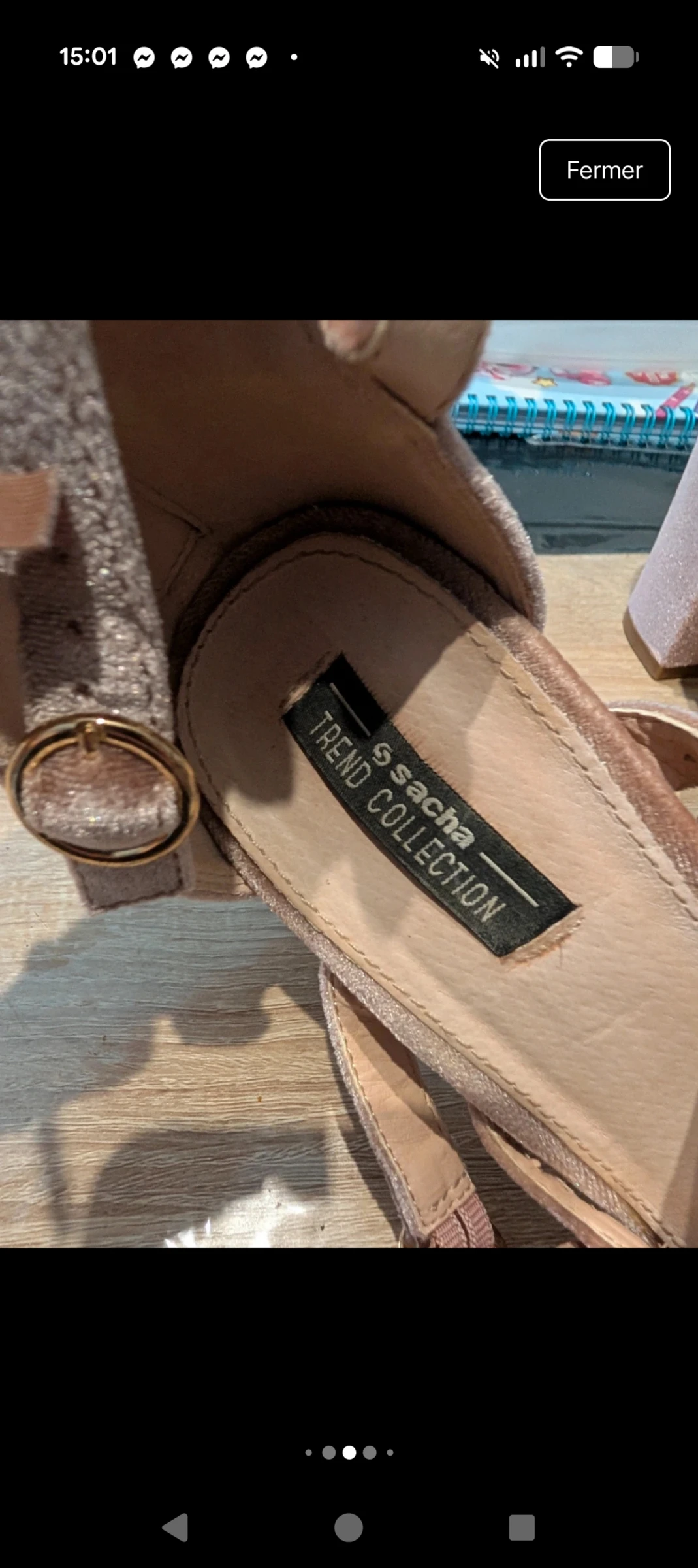 Magnifique Sandales à talons en velours rose poudré Sacha Trend Collection taille 37 – photo 5